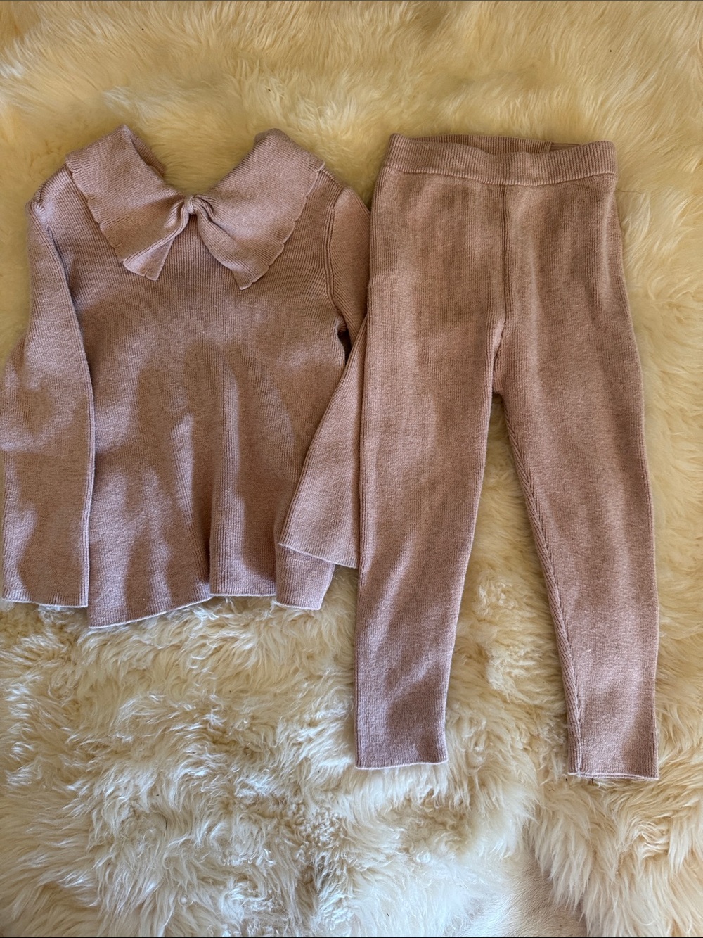 H&M Girls Knit Top & Leggings Set - Dusty Pink